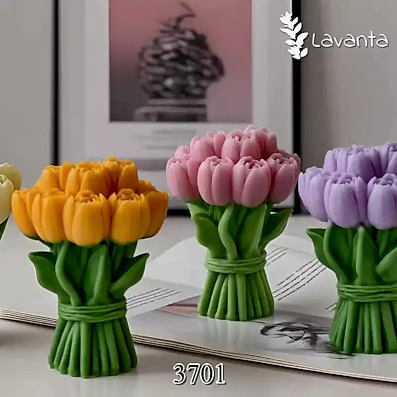 Lale Buketi Silikon Mum Kalıbı
