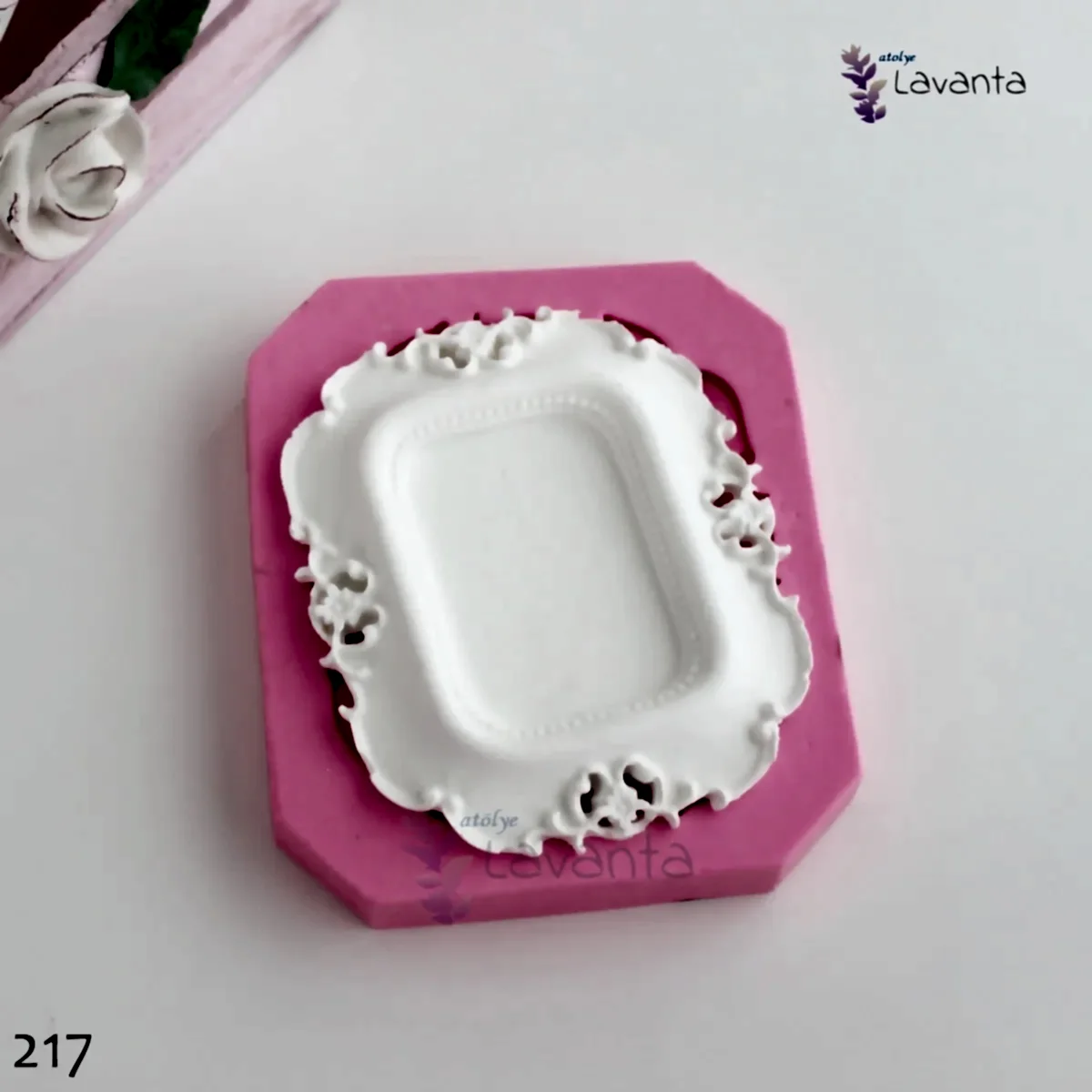Dantel Detaylı Kare Çerçeve Silikon Kalıbı