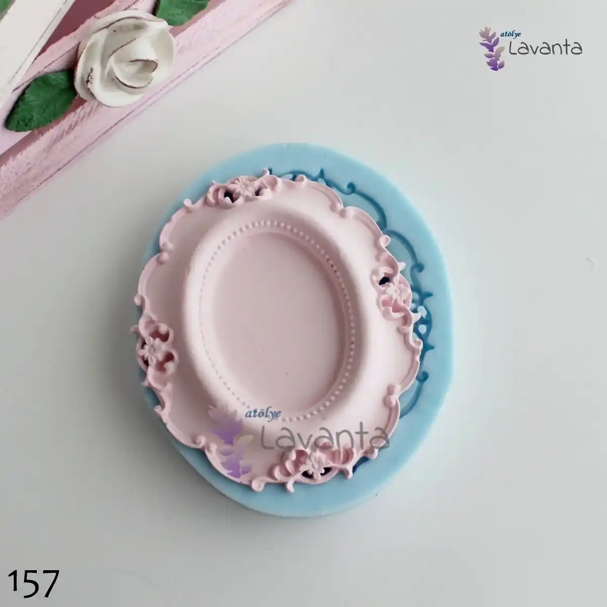 Dantel Detaylı Oval Çerçeve Silikon Kalıbı