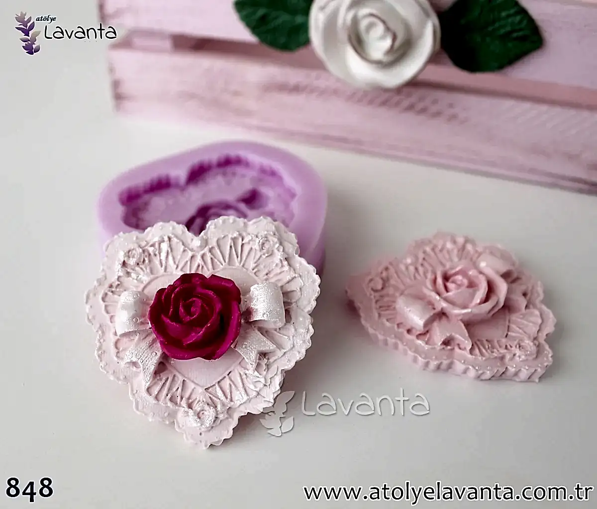 Dantel Kalp Gül Silikon Kalıbı