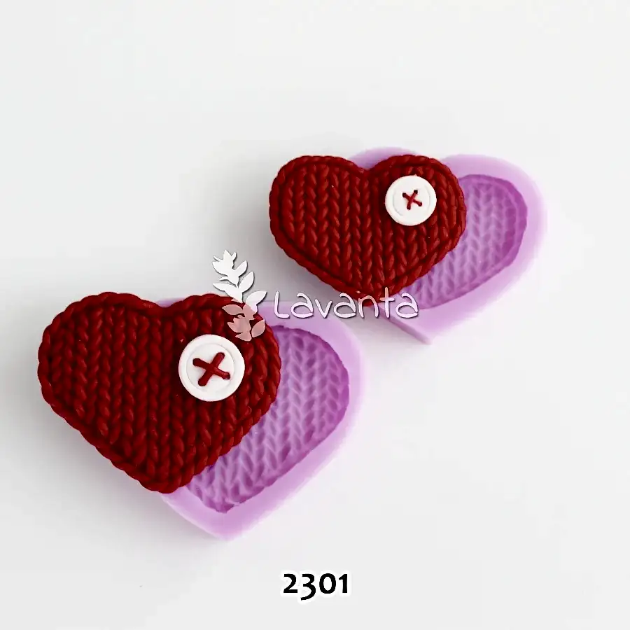 Örgülü Kalp İkili Set Silikon Kalıpları
